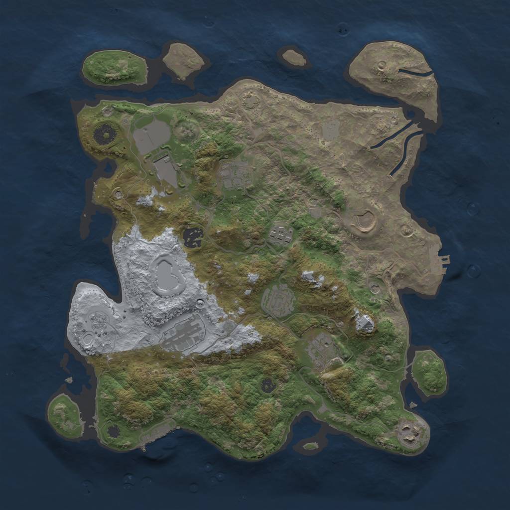 Rust Map: Procedural Map, Size: 3600, Seed: 74461512, 17 Monuments