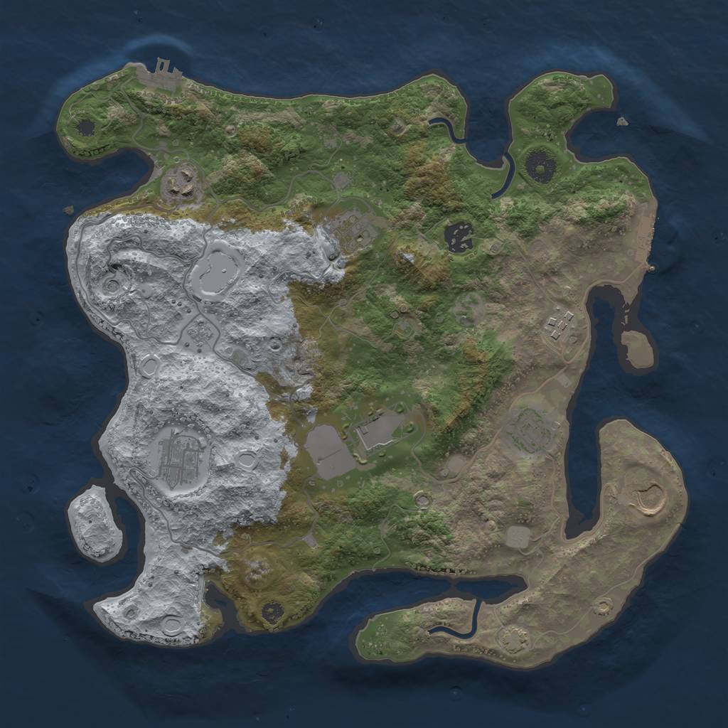 Rust Map: Procedural Map, Size: 3500, Seed: 20230519, 16 Monuments