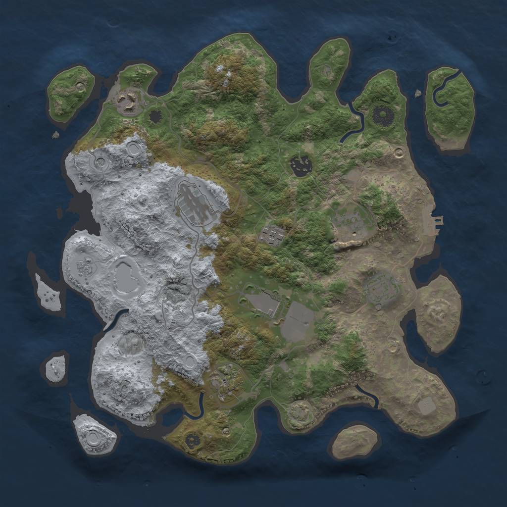 Rust Map: Procedural Map, Size: 3500, Seed: 71012894, 15 Monuments