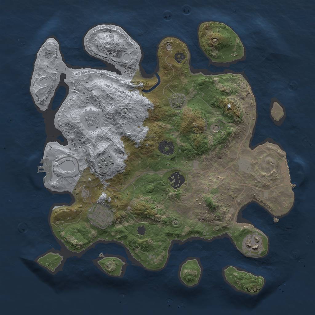 Rust Map: Procedural Map, Size: 3000, Seed: 89898, 12 Monuments