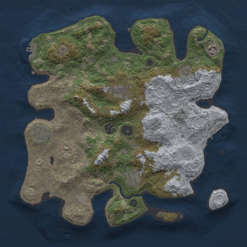 Rust Map: Procedural Map, Size: 3400, Seed: 55130438, 16 Monuments