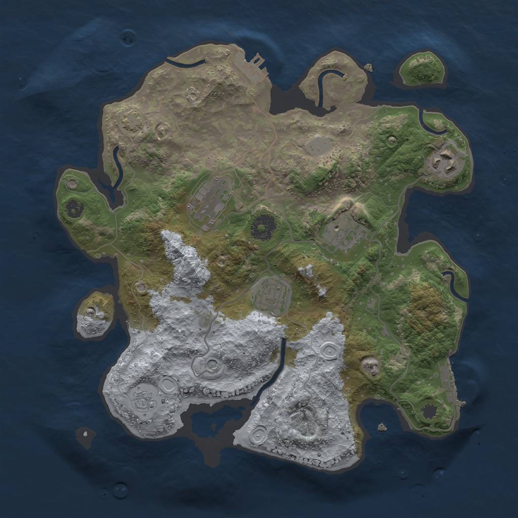 Rust Map: Procedural Map, Size: 3000, Seed: 17840, 12 Monuments