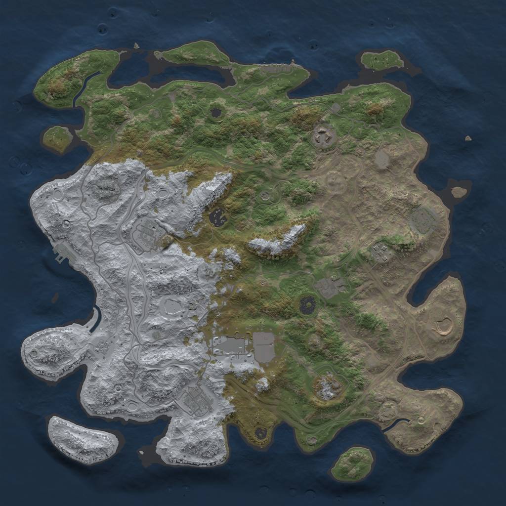 Rust Map: Procedural Map, Size: 4250, Seed: 46896376, 18 Monuments