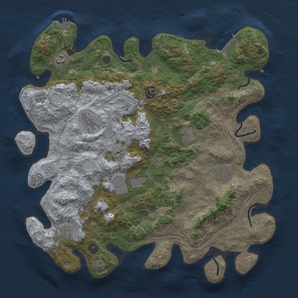 Rust Map: Procedural Map, Size: 4250, Seed: 65687698, 16 Monuments