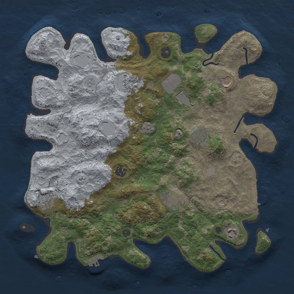 Rust Map: Procedural Map, Size: 3950, Seed: 82805884, 17 Monuments
