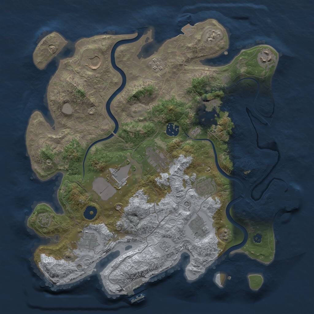 Rust Map: Procedural Map, Size: 3500, Seed: 23822111, 16 Monuments