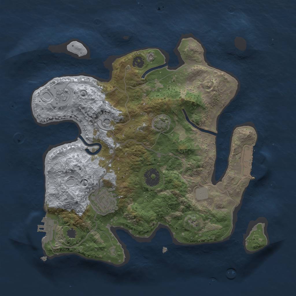 Rust Map: Procedural Map, Size: 2600, Seed: 824807680, 9 Monuments