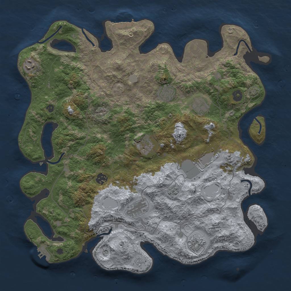 Rust Map: Procedural Map, Size: 4000, Seed: 1254587, 17 Monuments
