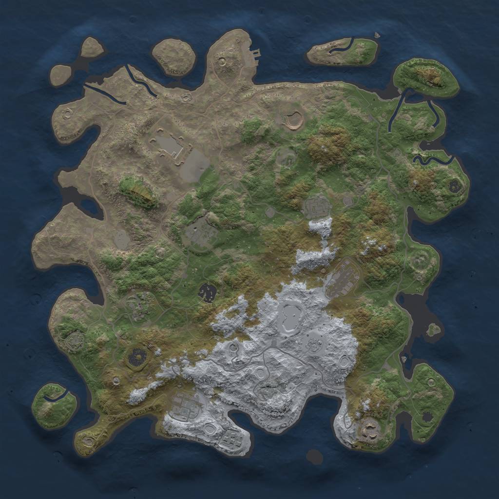 Rust Map: Procedural Map, Size: 4100, Seed: 64006418, 17 Monuments