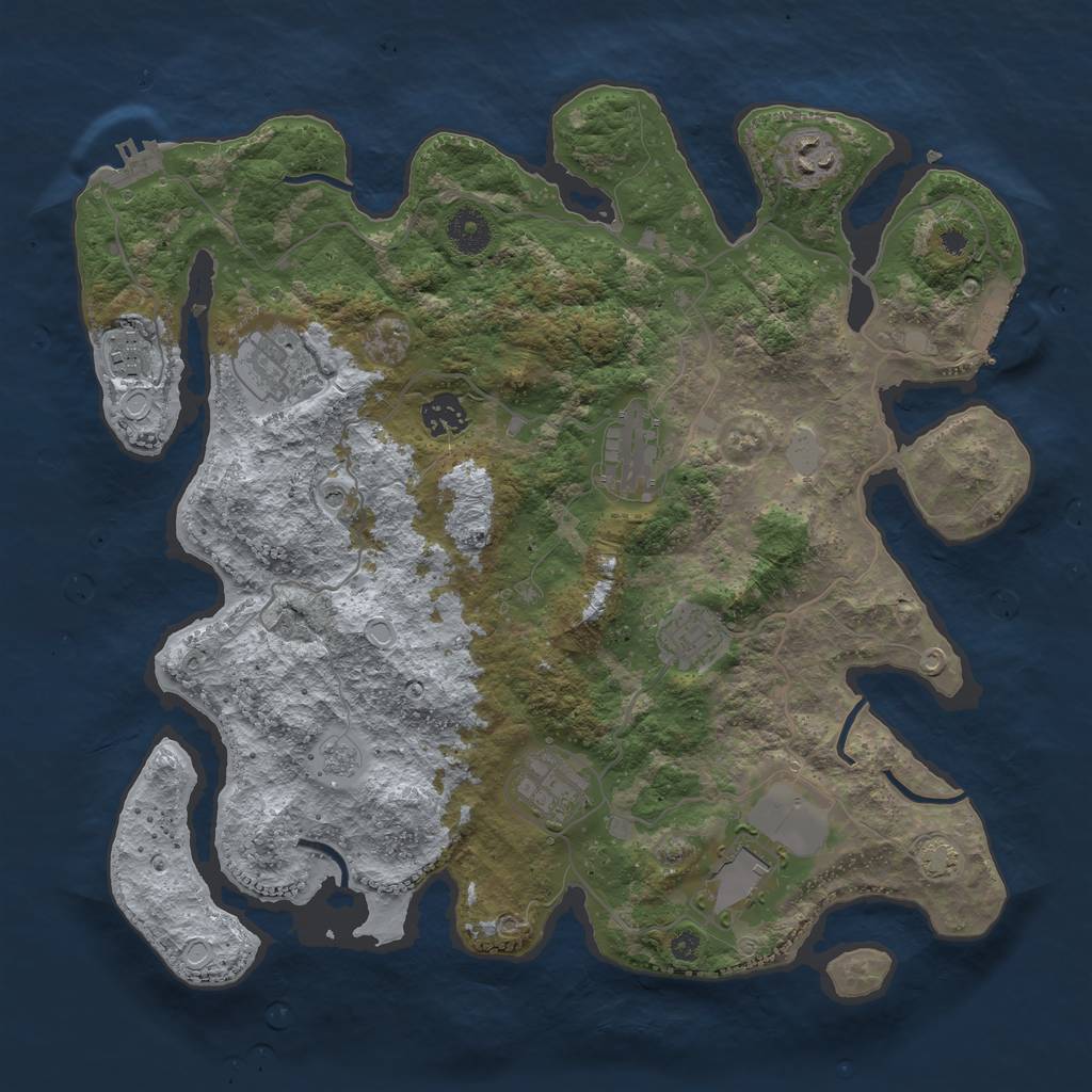 Rust Map: Procedural Map, Size: 3700, Seed: 20721843, 16 Monuments