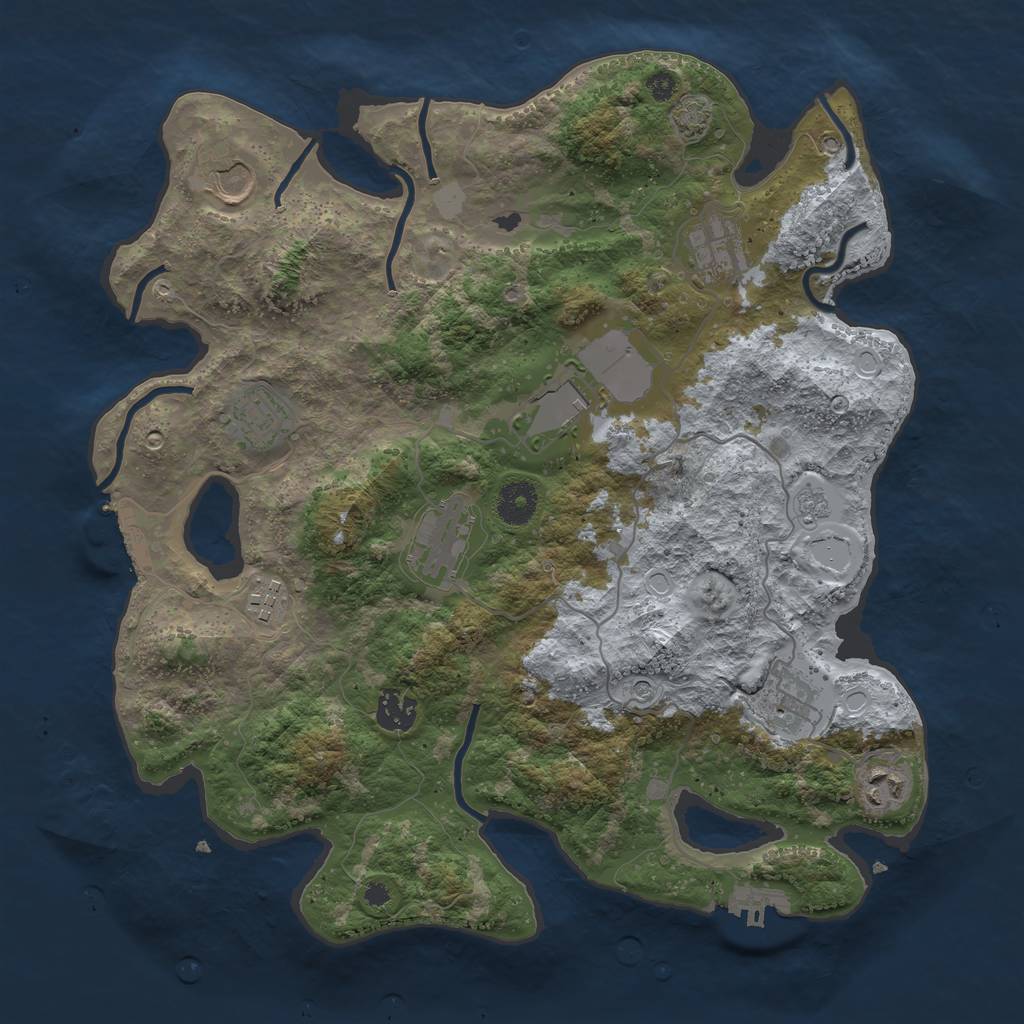 Rust Map: Procedural Map, Size: 3650, Seed: 67711240, 17 Monuments