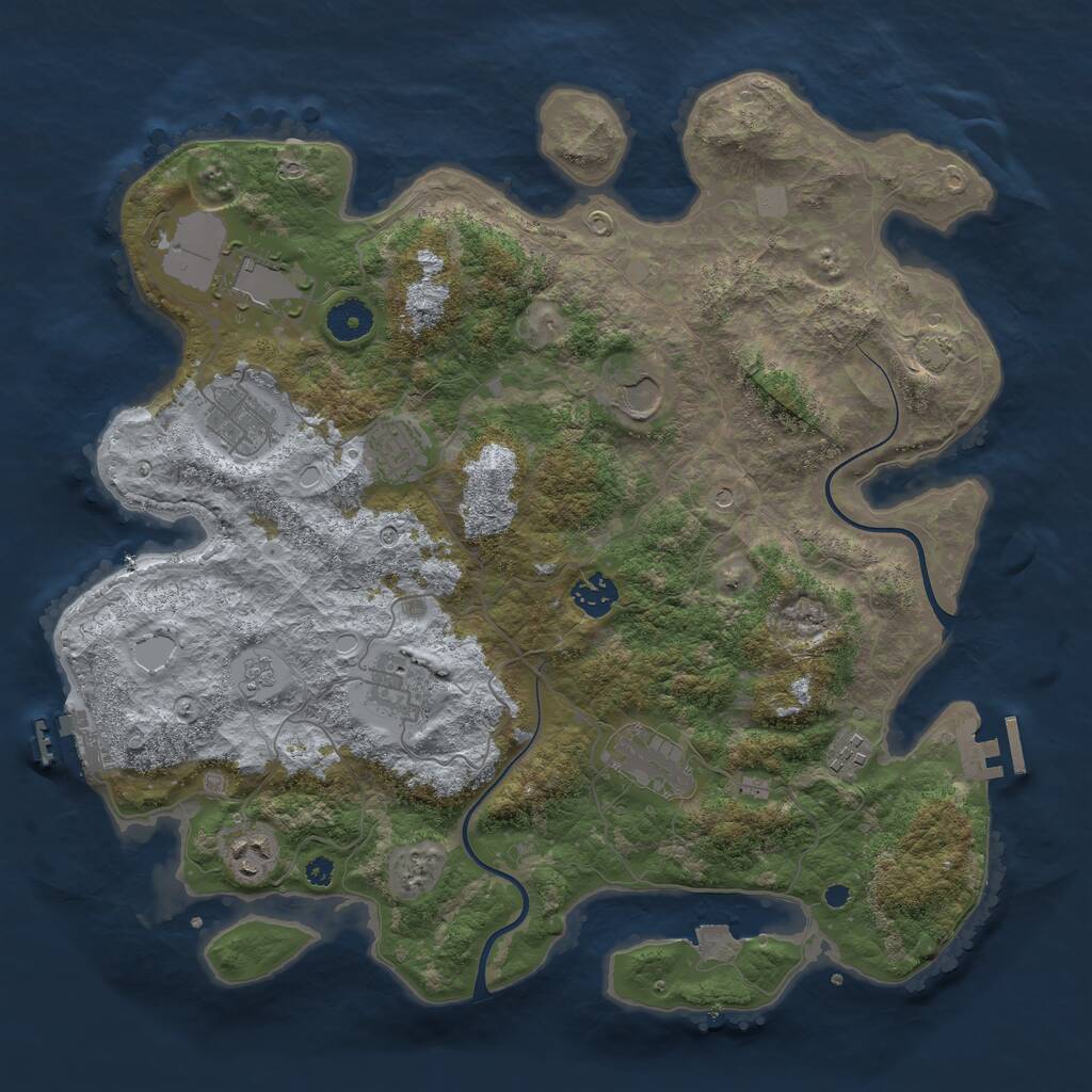 Rust Map: Procedural Map, Size: 3800, Seed: 55749227, 15 Monuments