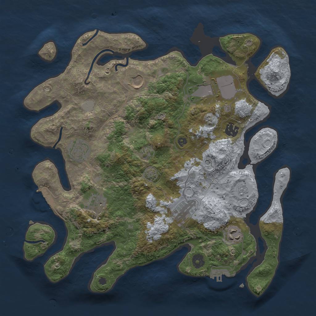 Rust Map: Procedural Map, Size: 3500, Seed: 92447557, 15 Monuments
