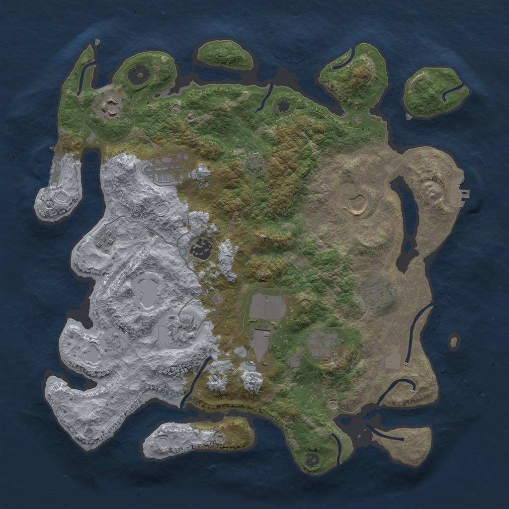 Rust Map: Procedural Map, Size: 3700, Seed: 85187753, 16 Monuments