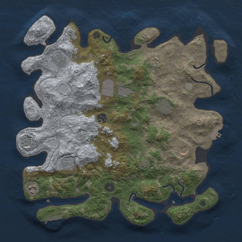 Rust Map: Procedural Map, Size: 3750, Seed: 40420134, 17 Monuments