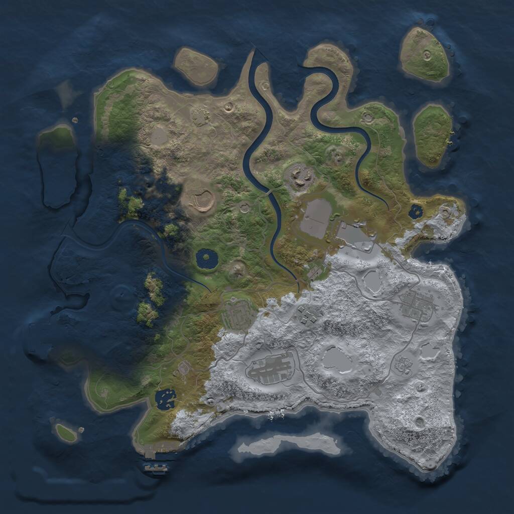 Rust Map: Procedural Map, Size: 3550, Seed: 30892917, 14 Monuments