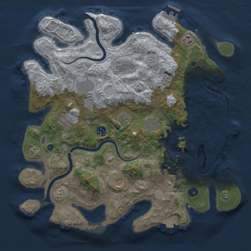 Rust Map: Procedural Map, Size: 3850, Seed: 35413697, 15 Monuments