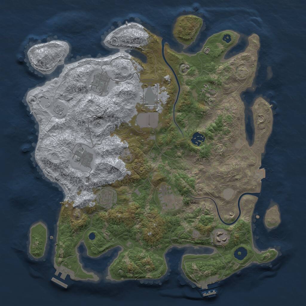 Rust Map: Procedural Map, Size: 3600, Seed: 77155302, 14 Monuments