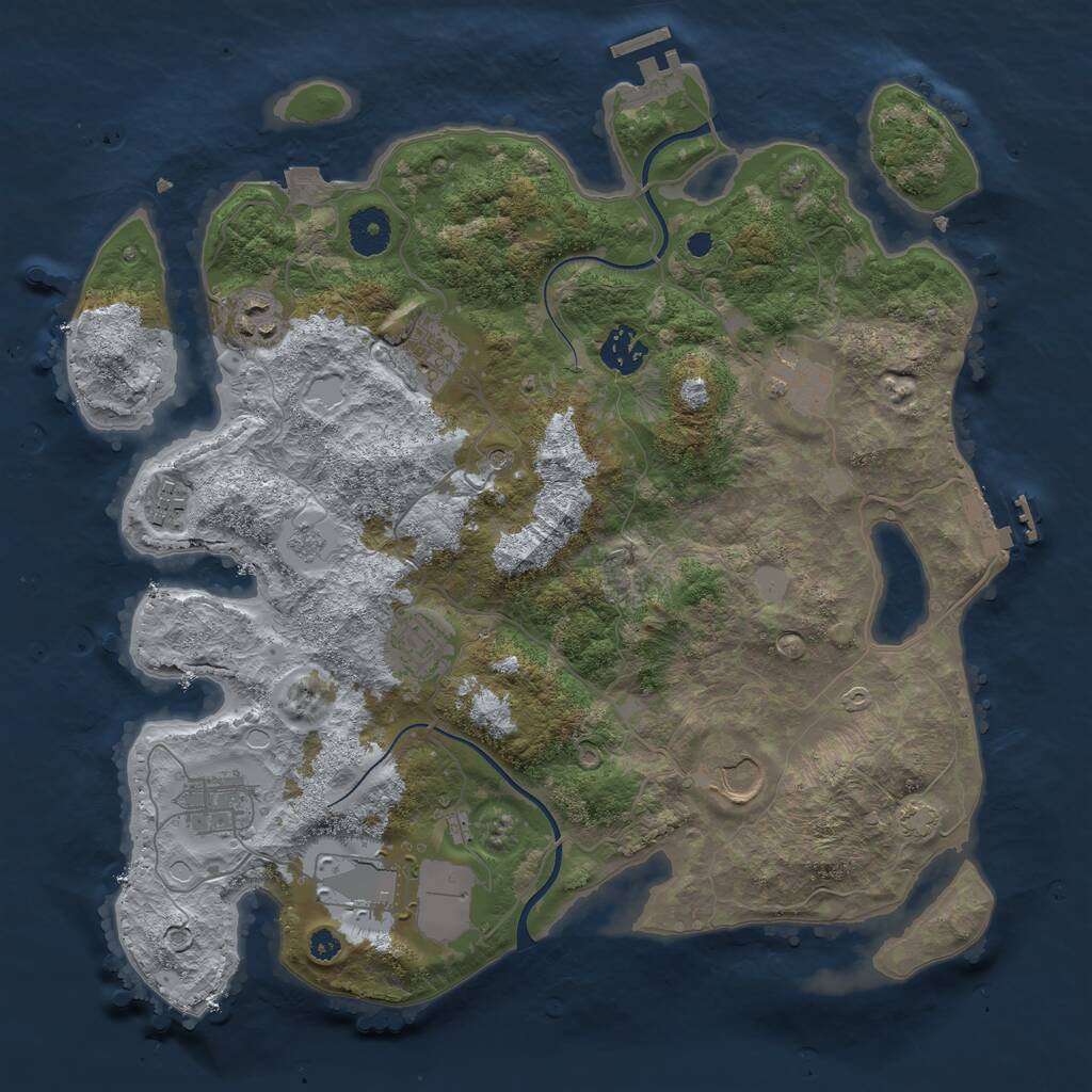 Rust Map: Procedural Map, Size: 3600, Seed: 94983229, 15 Monuments