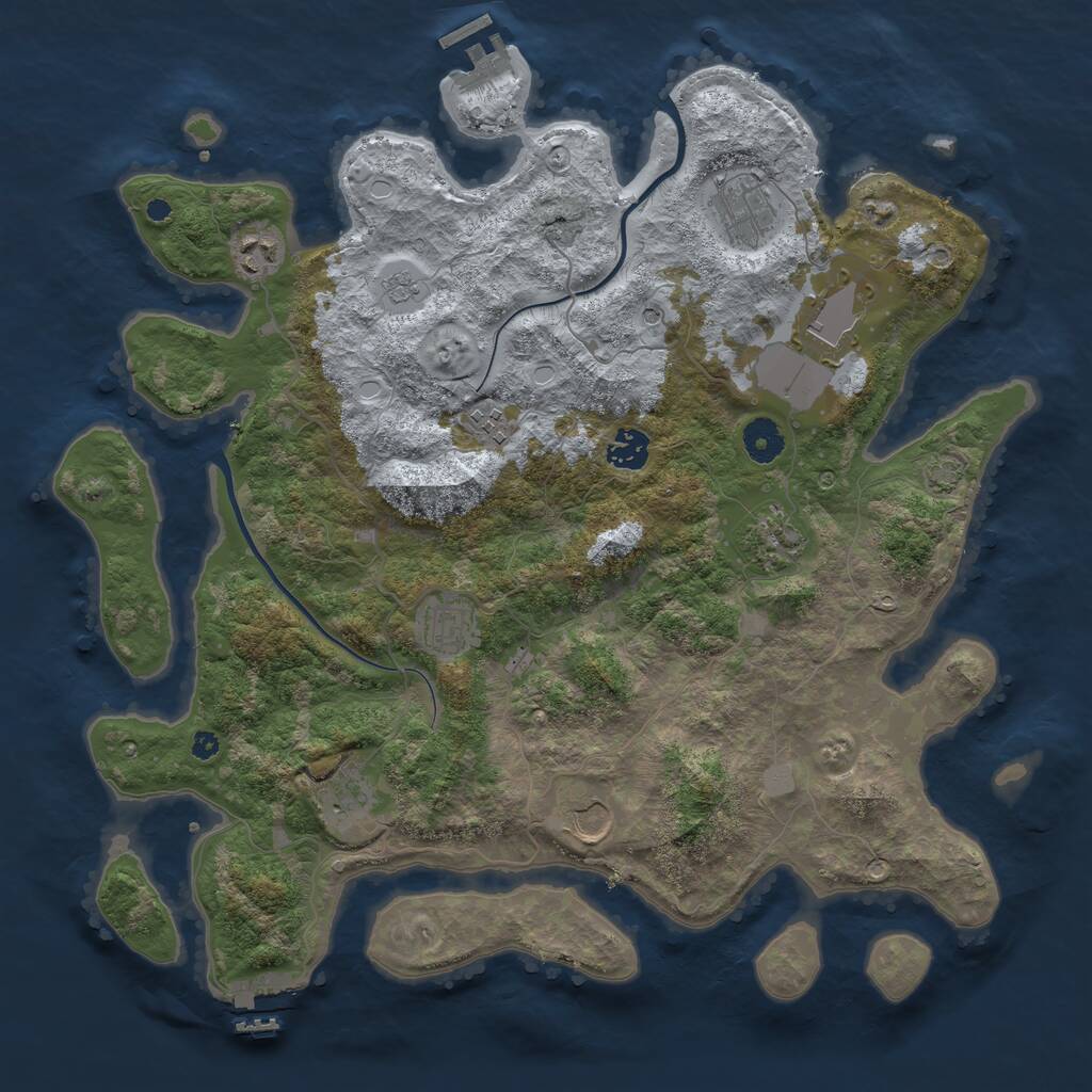 Rust Map: Procedural Map, Size: 3900, Seed: 29057681, 15 Monuments