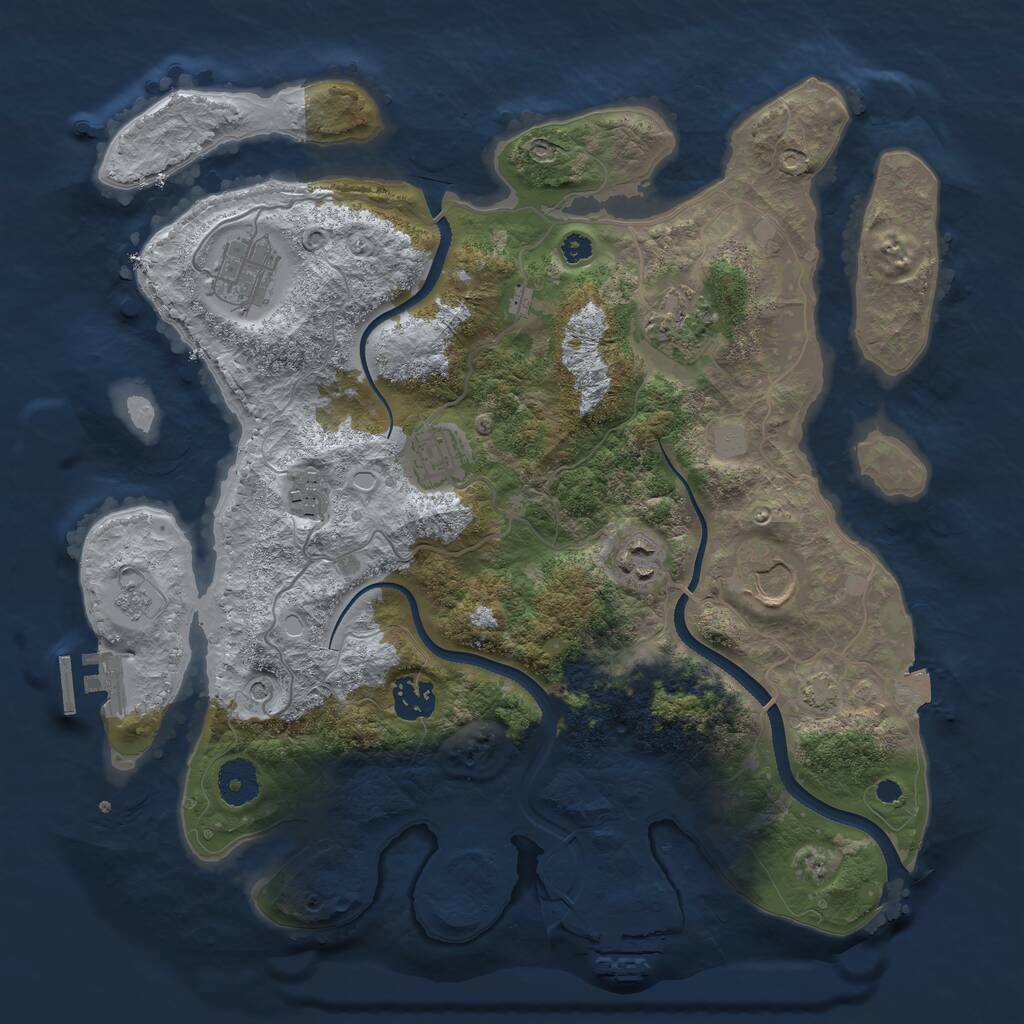 Rust Map: Procedural Map, Size: 3500, Seed: 22682885, 13 Monuments