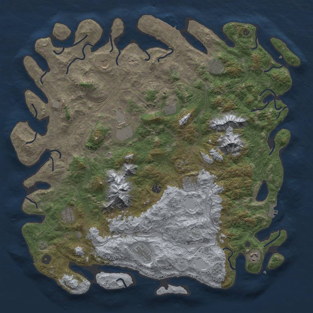 Rust Map: Procedural Map, Size: 5000, Seed: 743935837, 18 Monuments