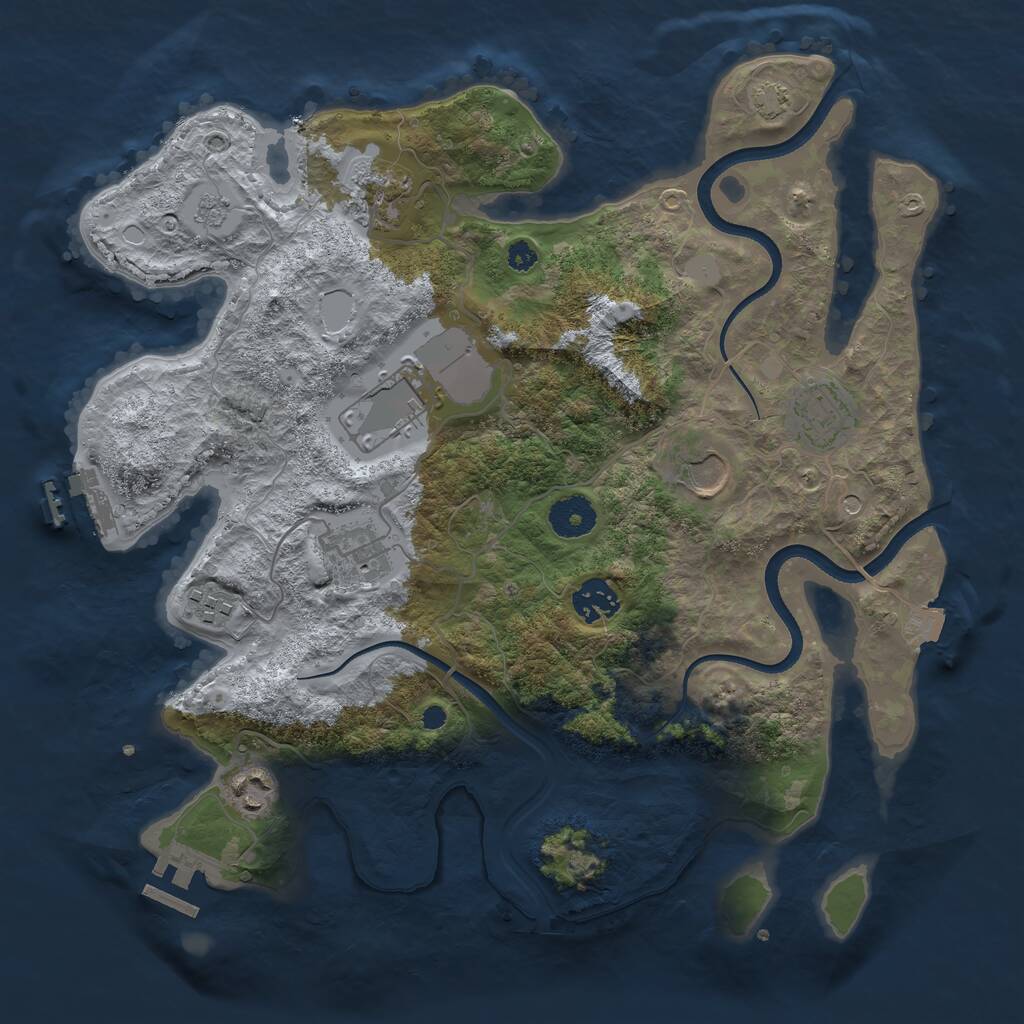 Rust Map: Procedural Map, Size: 3500, Seed: 57856, 14 Monuments