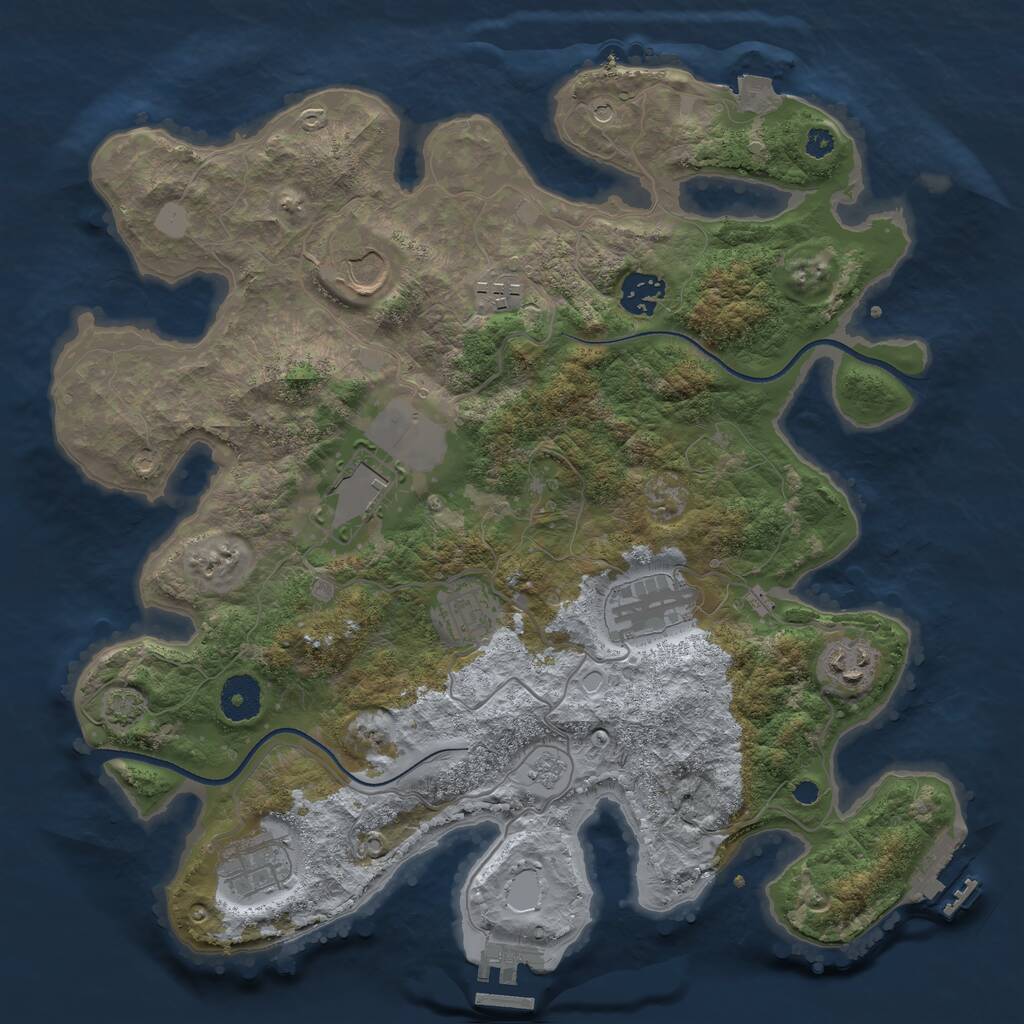 Rust Map: Procedural Map, Size: 3500, Seed: 109836972, 14 Monuments