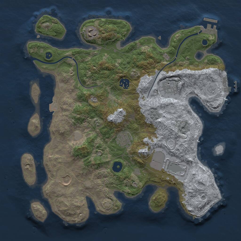 Rust Map: Procedural Map, Size: 3500, Seed: 195384311, 13 Monuments