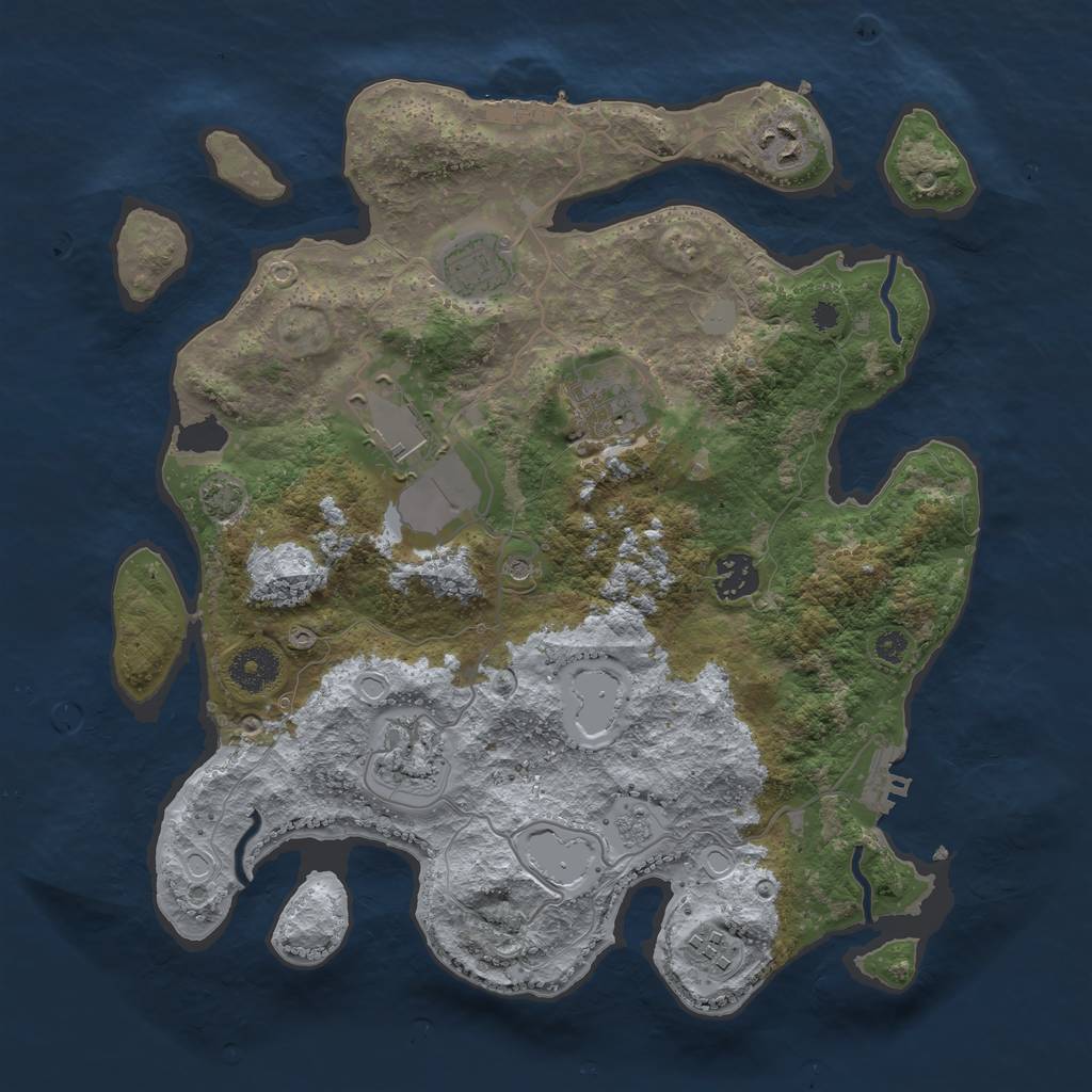 Rust Map: Procedural Map, Size: 3500, Seed: 494199979, 15 Monuments
