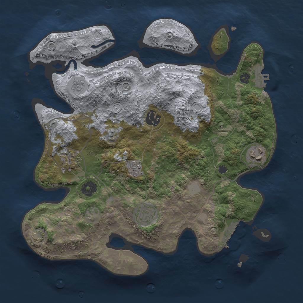 Rust Map: Procedural Map, Size: 3000, Seed: 28107, 13 Monuments