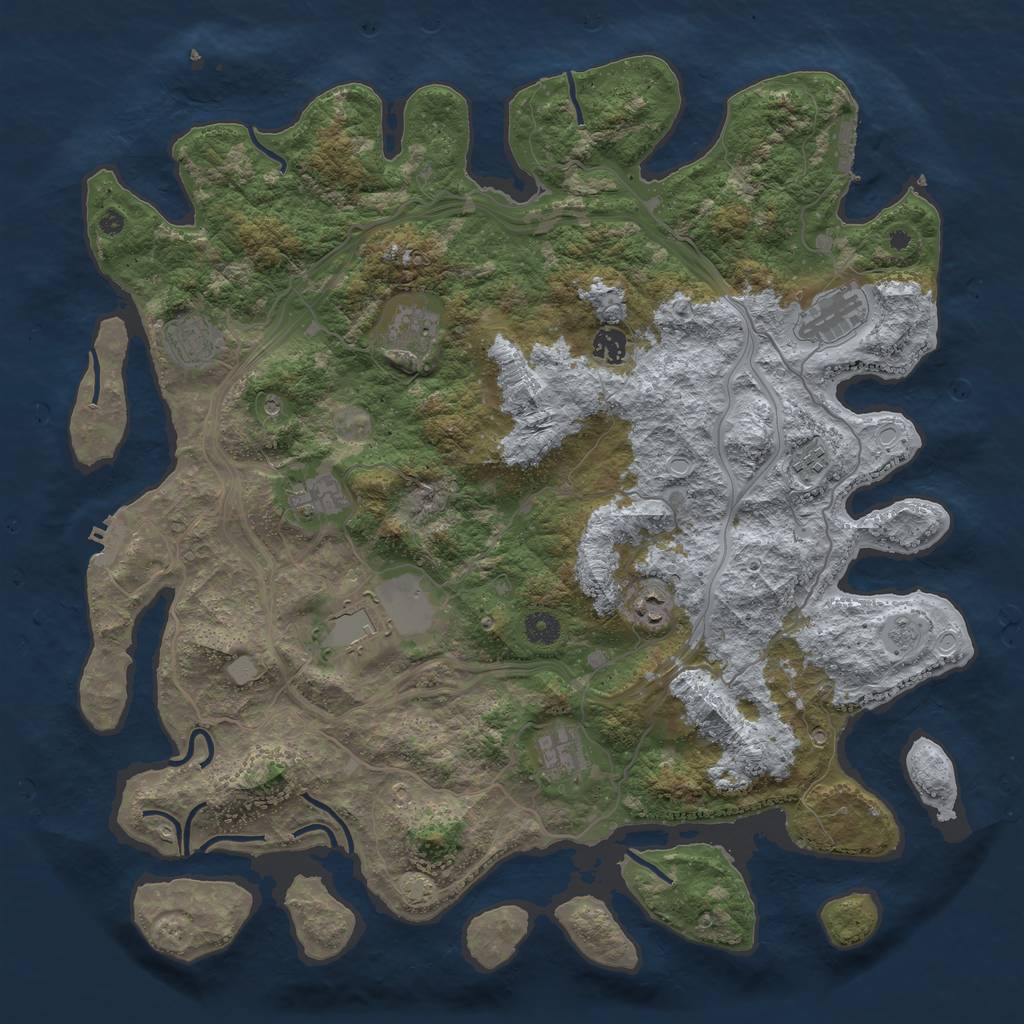 Rust Map: Procedural Map, Size: 4400, Seed: 51538488, 17 Monuments
