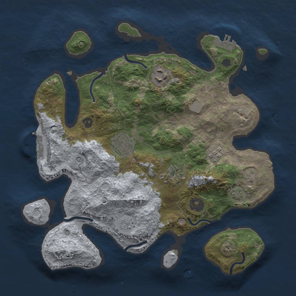 Rust Map: Procedural Map, Size: 3000, Seed: 13301, 12 Monuments
