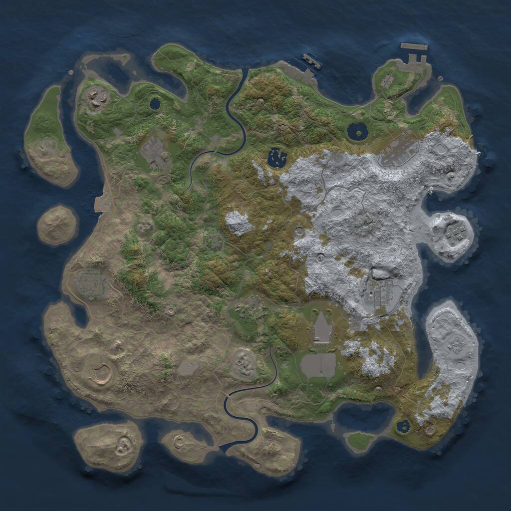 Rust Map: Procedural Map, Size: 3850, Seed: 77633491, 16 Monuments