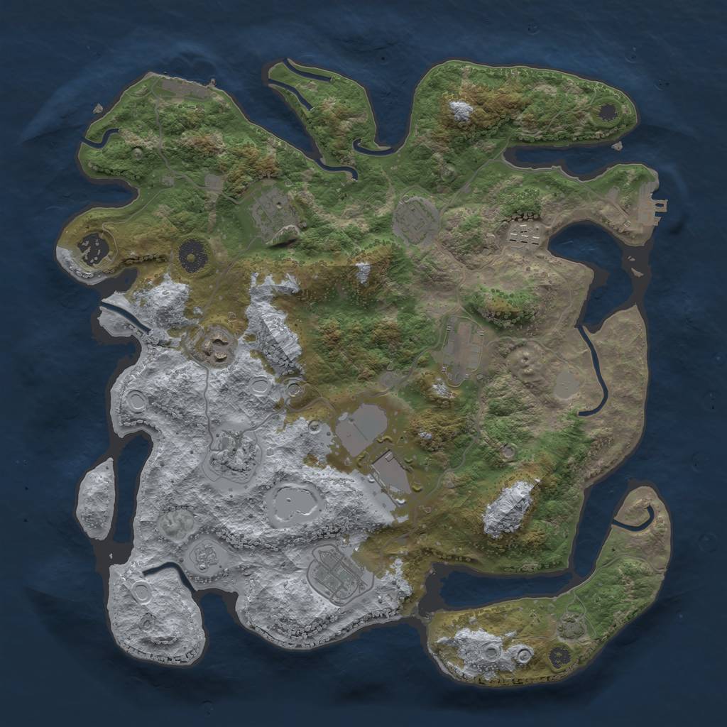 Rust Map: Procedural Map, Size: 3600, Seed: 80253314, 17 Monuments