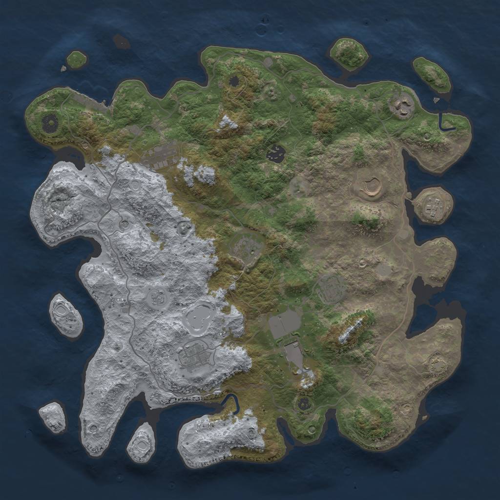 Rust Map: Procedural Map, Size: 4100, Seed: 4540859, 16 Monuments