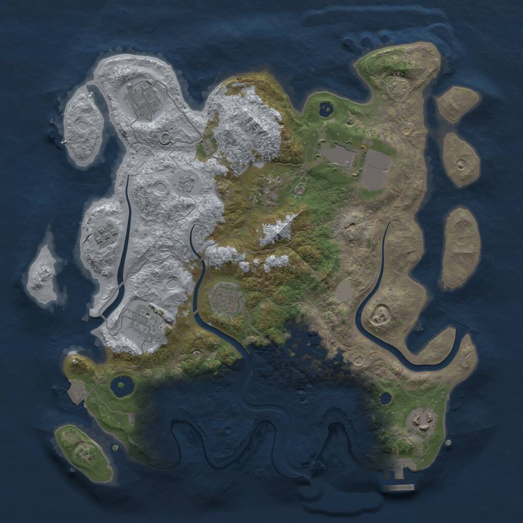 Rust Map: Procedural Map, Size: 3500, Seed: 61746977, 13 Monuments