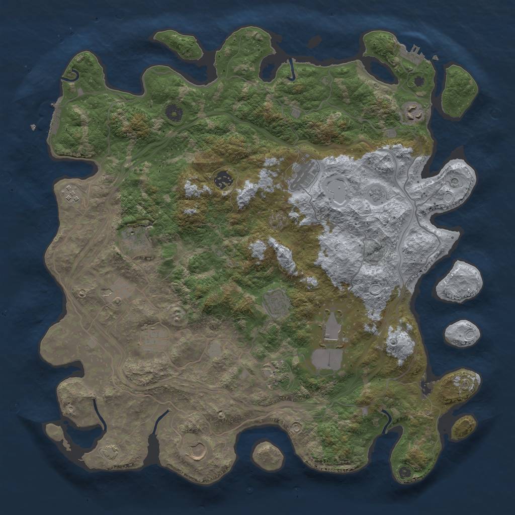 Rust Map: Procedural Map, Size: 4400, Seed: 70487608, 19 Monuments