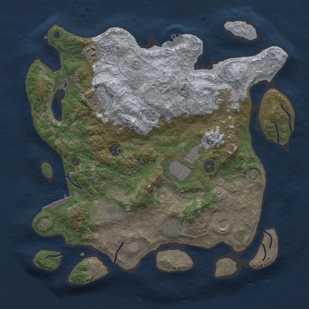 Rust Map: Procedural Map, Size: 3900, Seed: 42990500, 17 Monuments