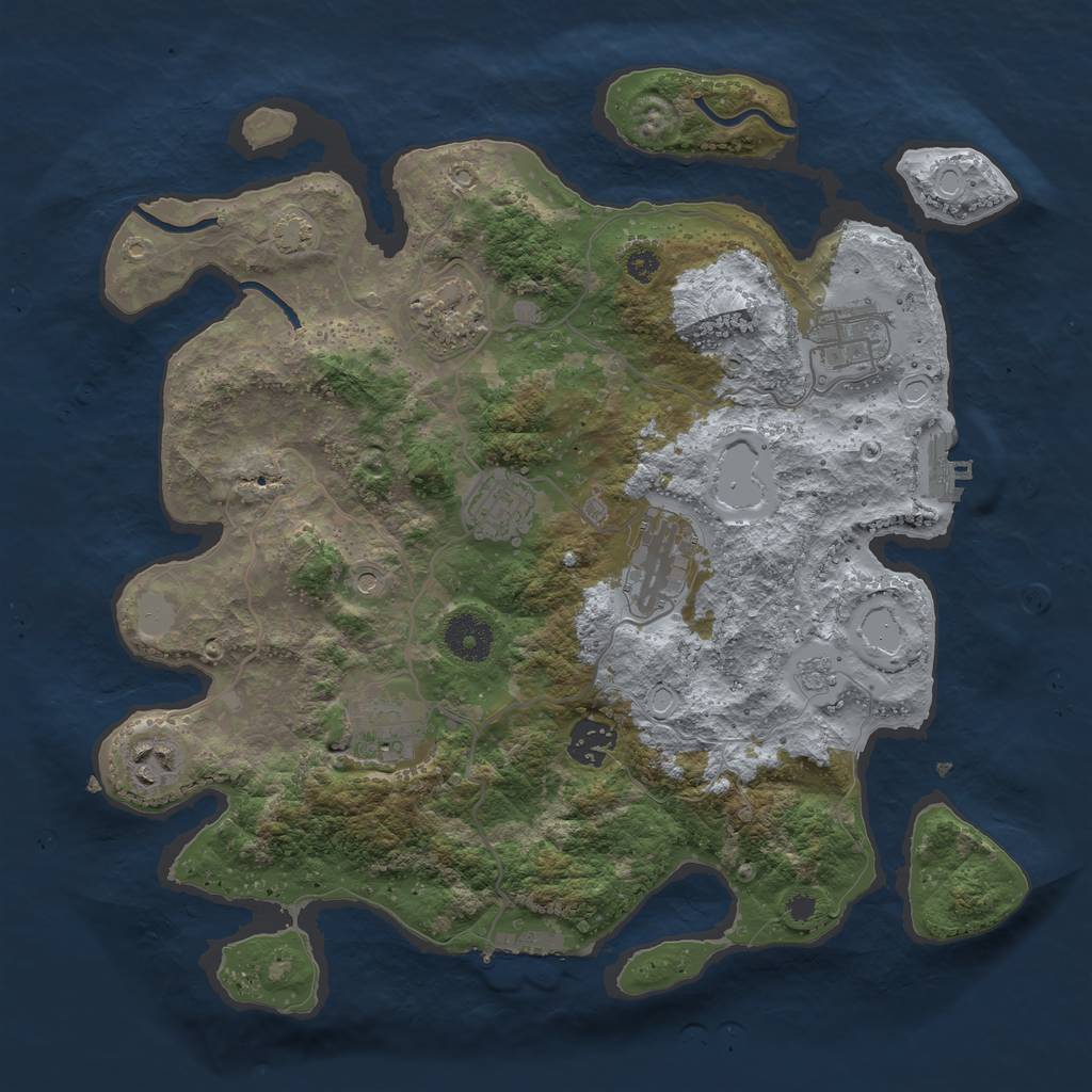 Rust Map: Procedural Map, Size: 3450, Seed: 28347195, 15 Monuments