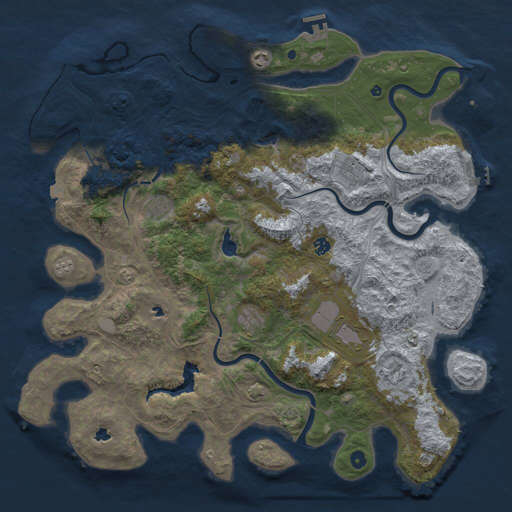 Rust Map: Procedural Map, Size: 4500, Seed: 1765687700, 14 Monuments