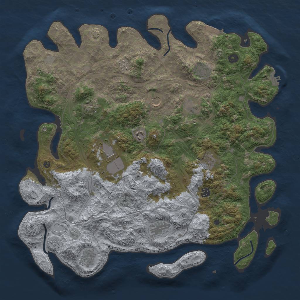 Rust Map: Procedural Map, Size: 4500, Seed: 584608304, 19 Monuments