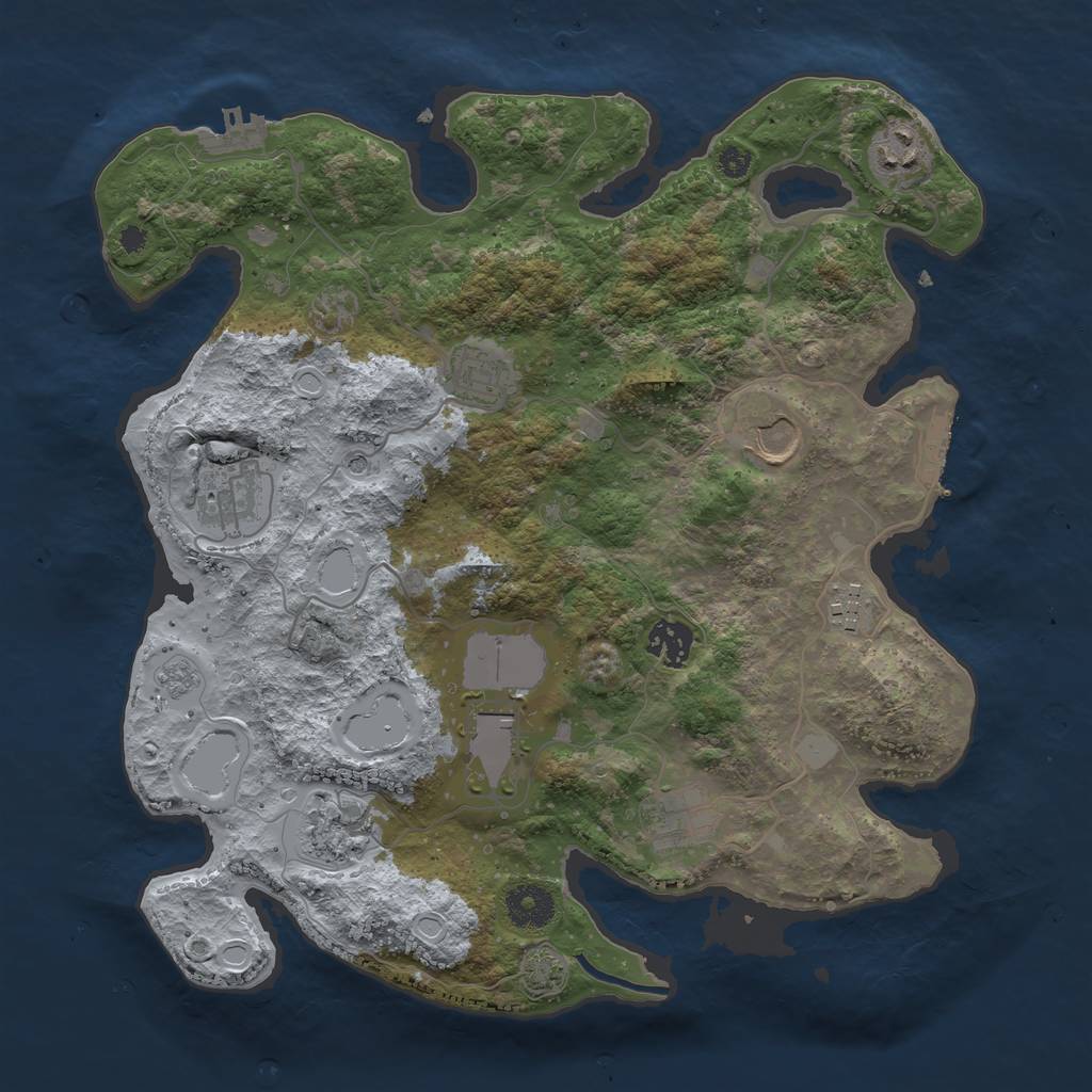 Rust Map: Procedural Map, Size: 3500, Seed: 782495649, 17 Monuments