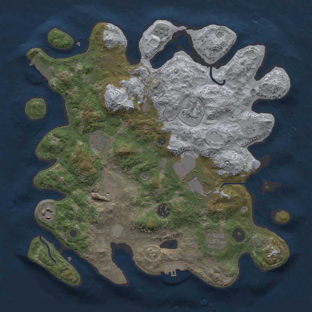 Rust Map: Procedural Map, Size: 3550, Seed: 23456086, 16 Monuments