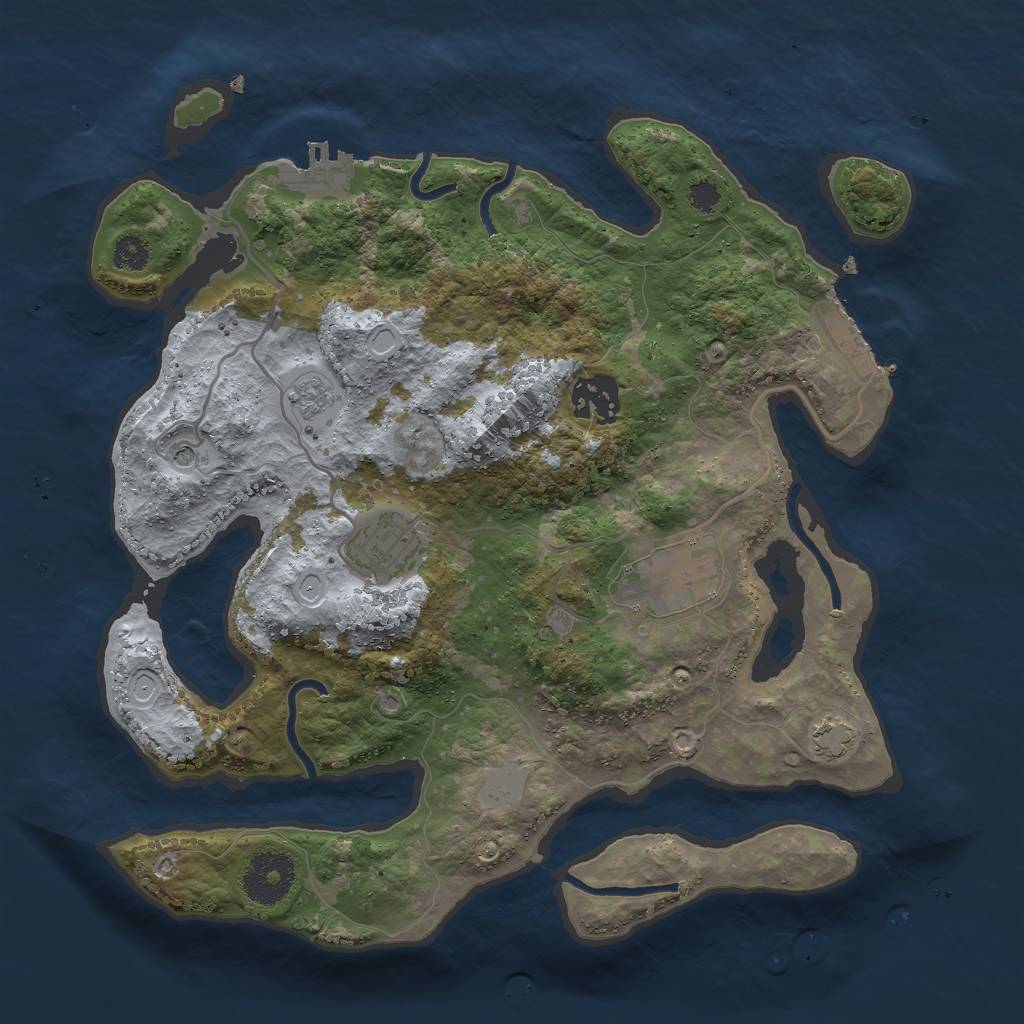 Rust Map: Procedural Map, Size: 3000, Seed: 32603, 11 Monuments