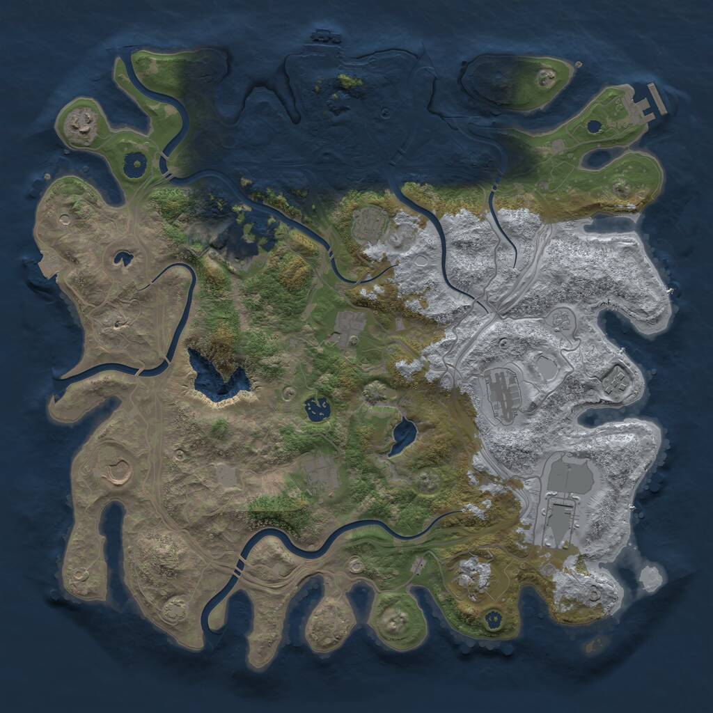 Rust Map: Procedural Map, Size: 4250, Seed: 1383194297, 17 Monuments