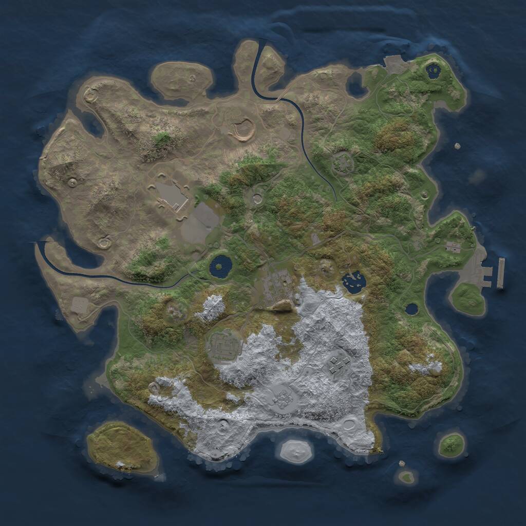 Rust Map: Procedural Map, Size: 3500, Seed: 6858017, 11 Monuments
