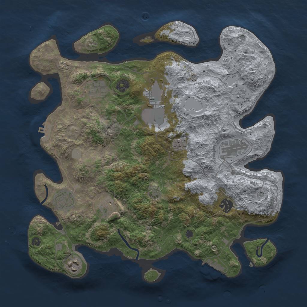 Rust Map: Procedural Map, Size: 3500, Seed: 748877125, 16 Monuments