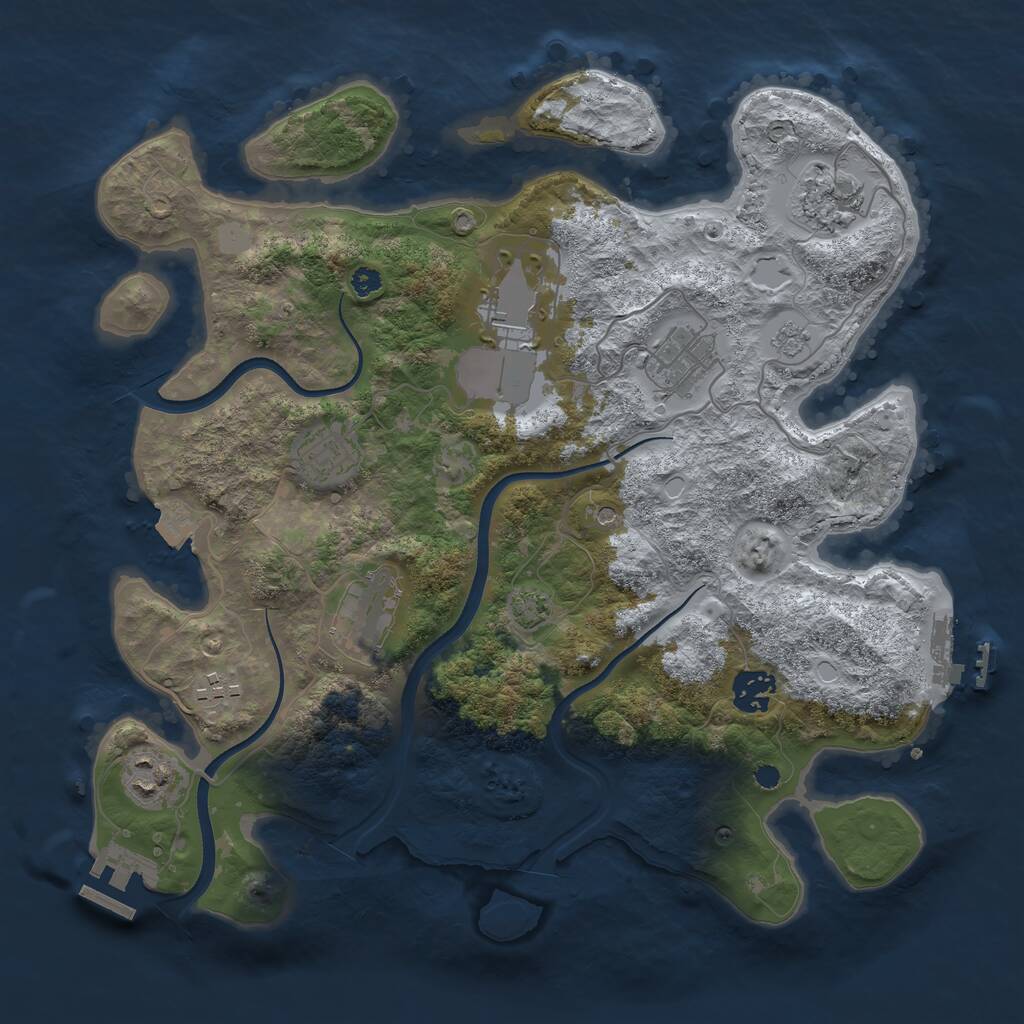 Rust Map: Procedural Map, Size: 3500, Seed: 748877125, 14 Monuments