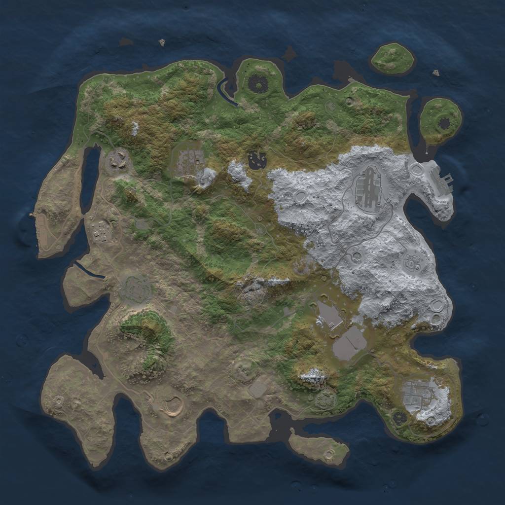 Rust Map: Procedural Map, Size: 3800, Seed: 96403819, 17 Monuments